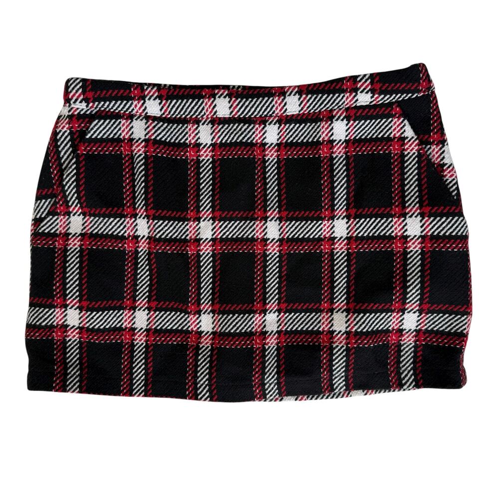 Preppy Tartan Plaid Mini Skirt Skort Large Wool Academia Office Siren Y2K Vibe‎